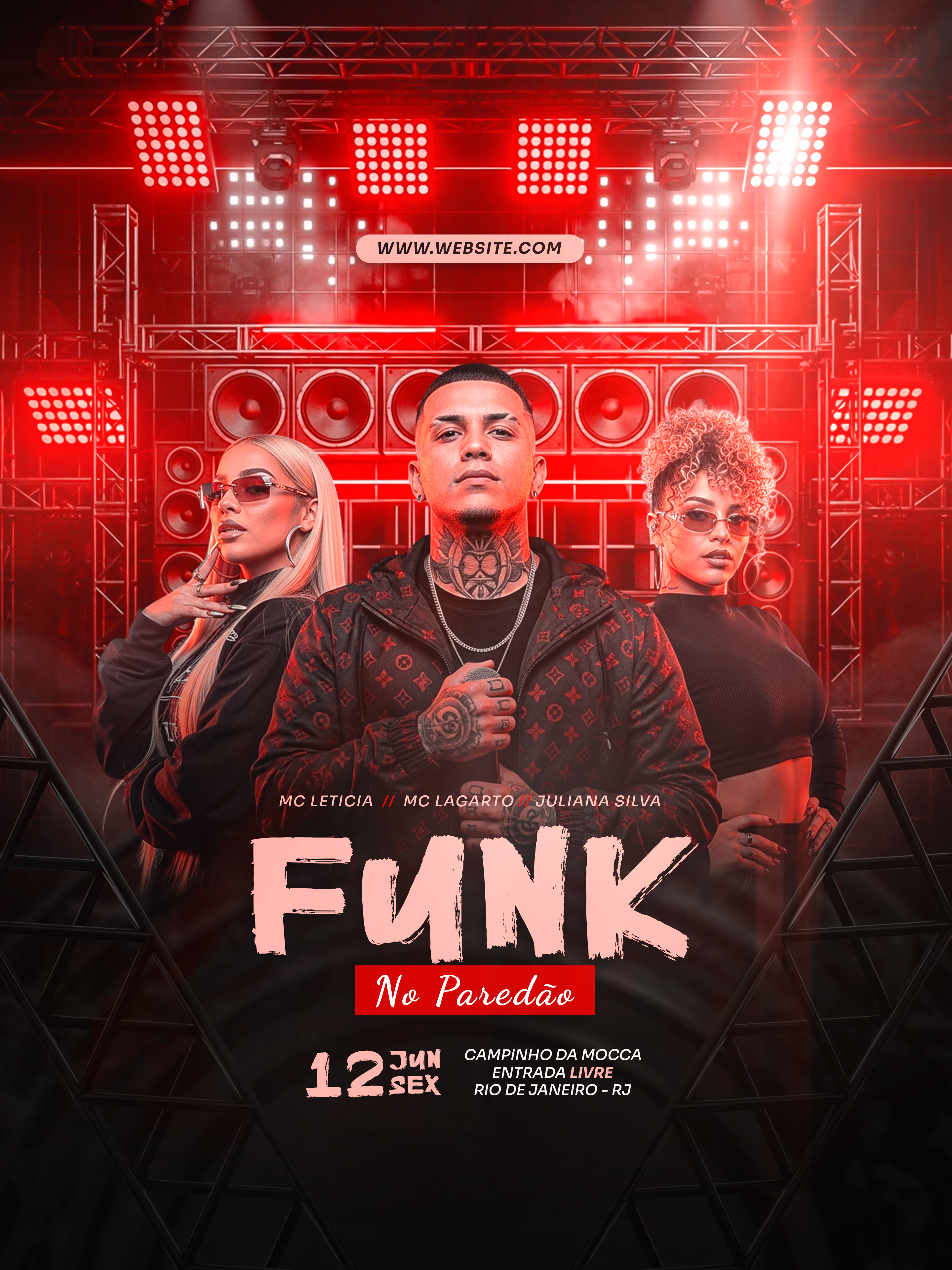 Flyer Funk no Paredão - Template PSD Editável no Photoshop